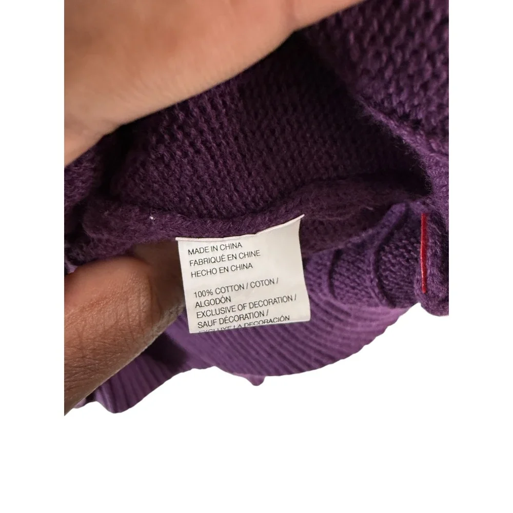 Izod Quarter Zip Men's Purple Cable‎ Knot Mock Neck Long Sleeve Sweater Large